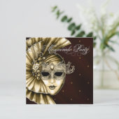 Elegante Black Gold Masquerade Party Uitnodigingen (Staand voorkant)