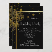 Elégante Black Gold Noël Party Invitations (Devant / Derrière)