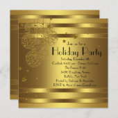 Elégante Black Gold Noël Party Invitations (Devant / Derrière)