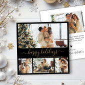 Elégante Black Gold Photo Carte de Noël