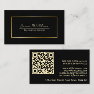 Elegante Black & Gold Professional QR-code Visitekaartje