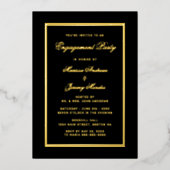 Elegante Black Gold Script Engagement Party Folie Uitnodiging (Voorkant)