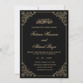Elegante Black Gold Script Moslim bruiloft Kaart (Voorkant)