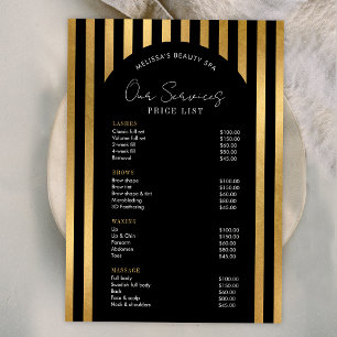 Elegante Black & Gold Wimpers Haar Spa Prijslijst