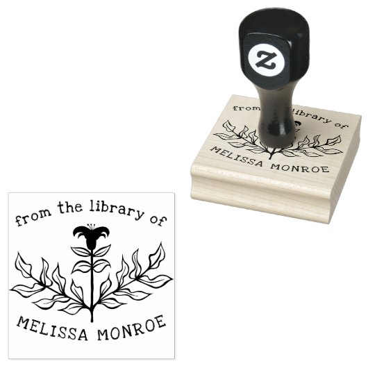 Elegante Black Line Art Lily Bibliotheek van CUSTO Rubberstempel (Gestempeld)