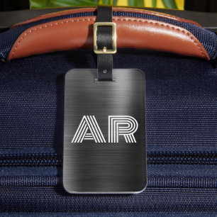 Elegante black metal stijlvolle twee monogram Init Bagagelabel