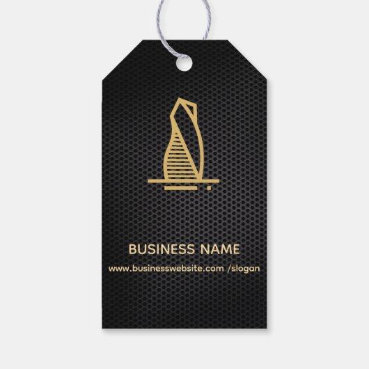 Elegante Black Metallic Onroerend Goed Gift Labels Cadeaulabel (Achterkant)