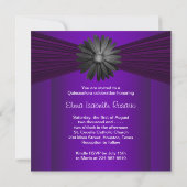 Elégante Black Purple Daisy Quinceanera Invitation (Dos)