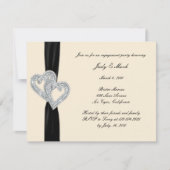 Elegante Black Ribbon Engagement Party Uitnodiging (Voorkant)