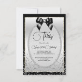 Elegante Black, Silver Gem Bow & Confetti Verjaard Kaart (Voorkant)