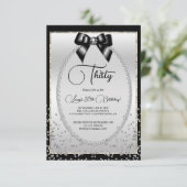 Elegante Black, Silver Gem Bow & Confetti Verjaard Kaart (Staand voorkant)