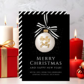 Elégante Black Stripes Joyeux Noël Carte de vacanc