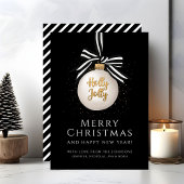 Elégante Black Stripes Joyeux Noël Carte de vacanc