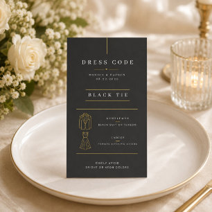 Elegante Black Tie Trouwjurk Codekaart Informatiekaartje