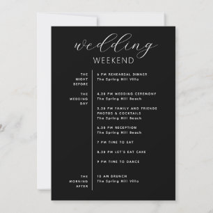 Elegante Black Trouwweekend Tijdlijn & Welkom Kaart