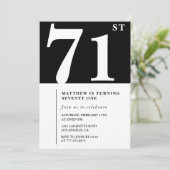 Elegante Black White 71e verjaardag uitnodiging (Staand voorkant)