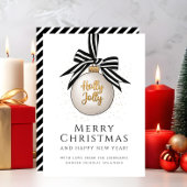 Elégante Black White Stripes Joyeuse carte de Noël