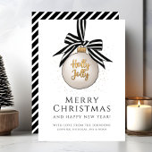 Elégante Black White Stripes Joyeuse carte de Noël