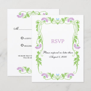 Elegante blad bloemmotieven en kronkels RSVP / ant Kaart