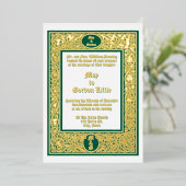 Elegante Blad- en Bloemrand Bruiloft Folie Uitnodiging (Staand Voorkant)