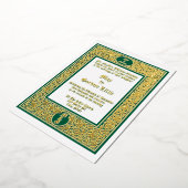 Elegante Blad- en Bloemrand Bruiloft Folie Uitnodiging (Gedraaid)