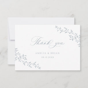 Elegante blad tak botanische blauwe script bruilof bedankkaart