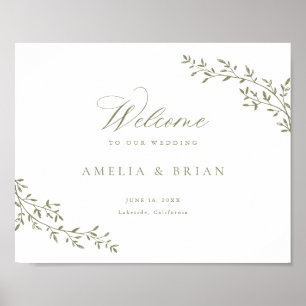 Elegante blad tak botanische salie trouwontvangst poster