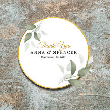 Elegante bladeren en cirkel goud dank u bruiloft