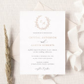 Elegante Bladerkrans Monogram Blad Bruiloft Folie Uitnodiging