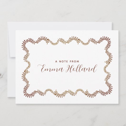 Elegante bladervormige botanische personalisatie aankondiging (Voorkant)