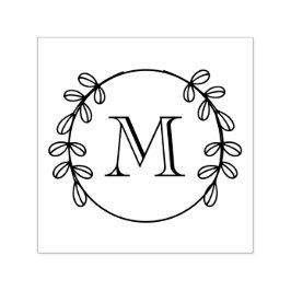 Elegante bladkrans frame #2 initiële monogram  zelfinktende stempel