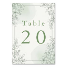 Elegante bladlijn kunst ontvangsttafel nummers kaa