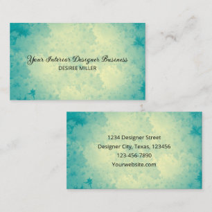 Elegante Blauw Blauwgroen Beige Waterverf Textuur Visitekaartje