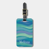 Elegante blauw Blauwgroen Waterverf Bagagelabel (Voorkant verticaal)