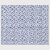 Elegante Blauw Bloemend Bruiloftsdouche Cadeaupapier (Vlak)