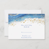 Elegante Blauw en Goud spatten RSVP reactie (Voorkant)