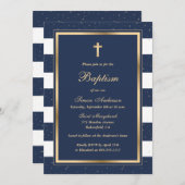 Elegante Blauw Goud doop Kaart (Voorkant / Achterkant)