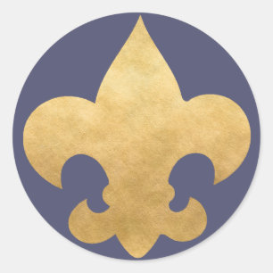Elegante Blauw & Goud Fleur De Lis Stickers Seals