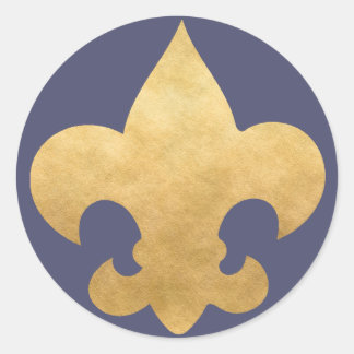 Elegante Blauw & Goud Fleur De Lis Stickers Seals