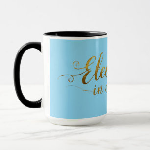 Elegante blauw & goud kalligrafie Mok - Stijlvolle