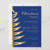 Elegante Blauw & Goud Kerstfeest uitnodiging (Voorkant)