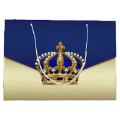 Elegante Blauw Gouden Prins Groot Cadeauzakje (Achterkant)