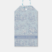 Elegante blauw grijs toile de jouy cadeau labels cadeaulabel (Voorkant)