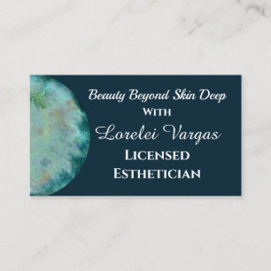 Elegante blauw groene Waterverf Esthetician & QR Visitekaartje