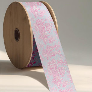 Elegante  blauw roze toile de jouy lint