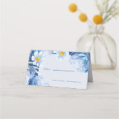 Elegante Blauw Wit Bloemen Trendy bruiloft (Voorkant)