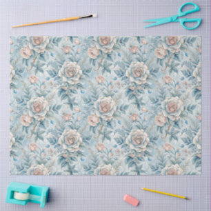 Elegante blauw-witte geïnspireerde bloemen tissuepapier