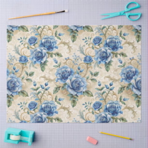 Elegante blauw-witte geïnspireerde bloemen tissuepapier