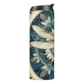 Elegante blauw-witte libel mandala thermosbeker (Gedraaid links)