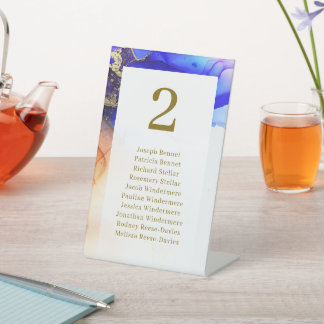 Elegante Blauw Witte Trouwtafel Zitplaatsen Reclamebord Met Voetstuk